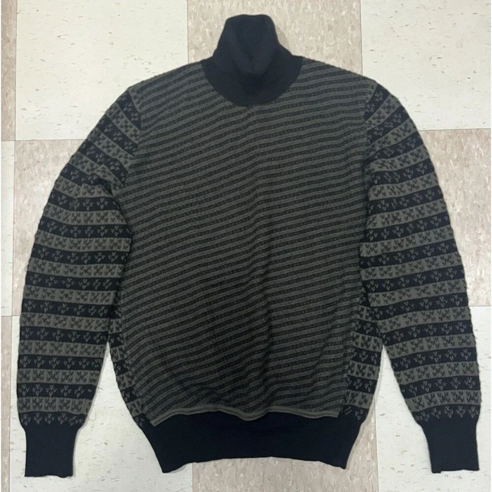 Maison Margiela Men's Striped Black Grey Pullover Sweater Wool Medium M